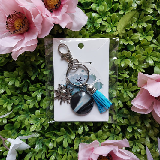 Fluid Art Keychain with Charm