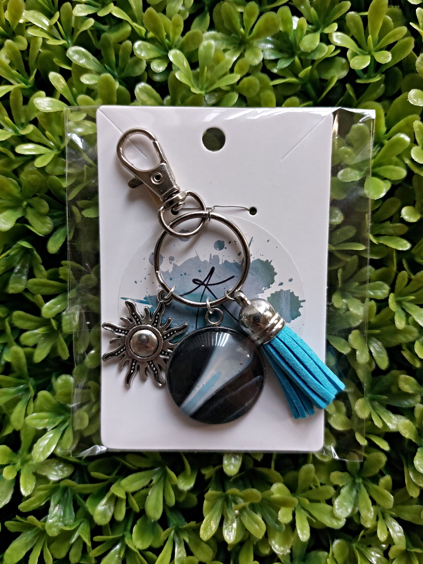 Fluid Art Keychain with Charm