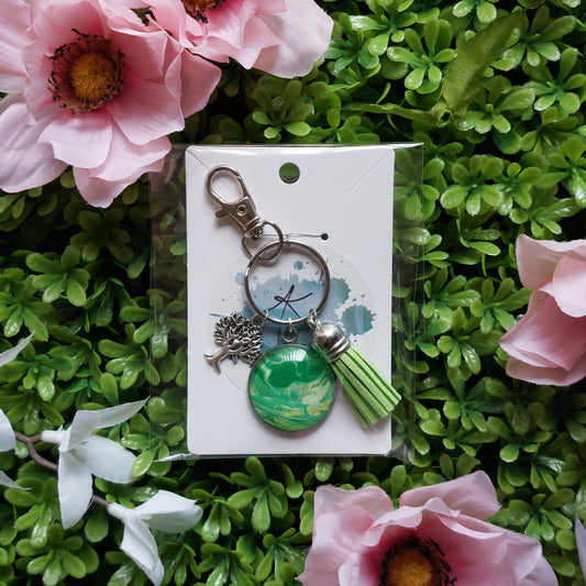 Fluid Art Keychain with Charm