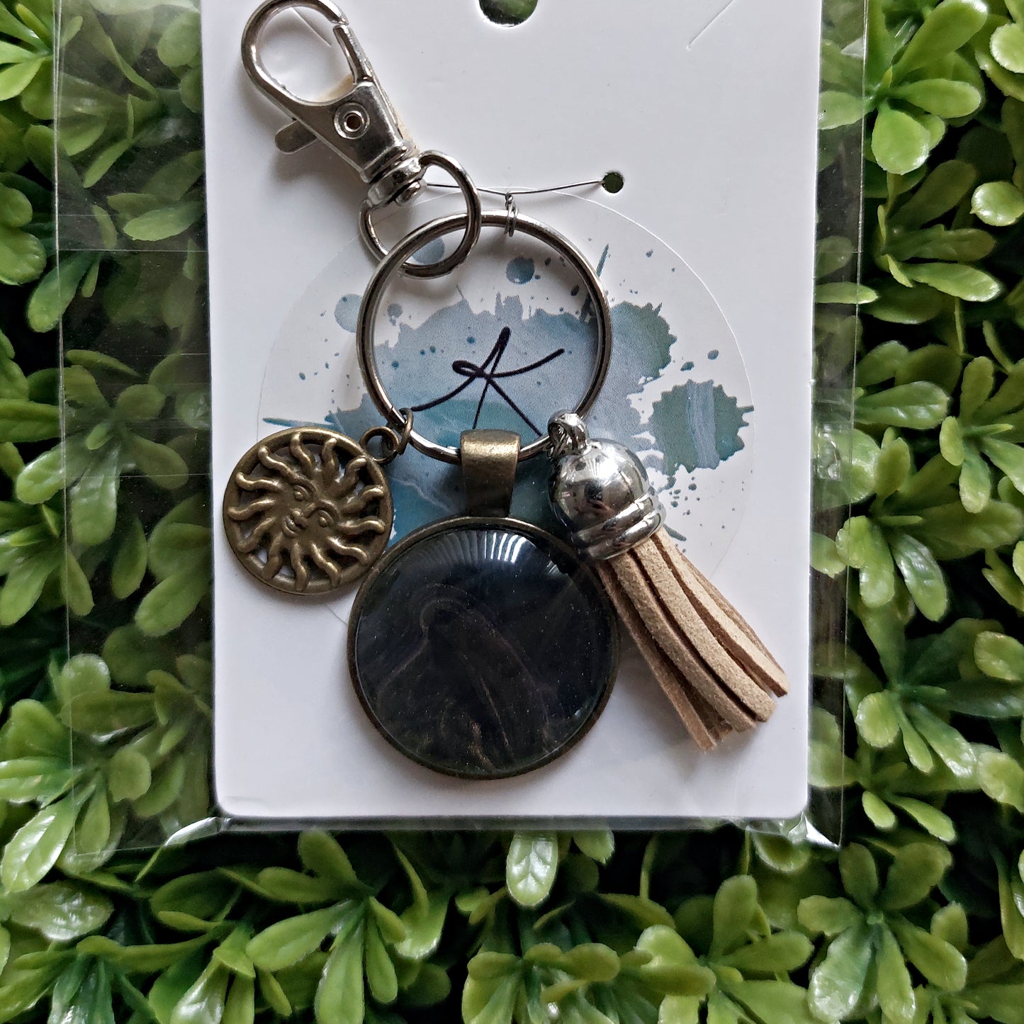 Fluid Art Keychain with Charm