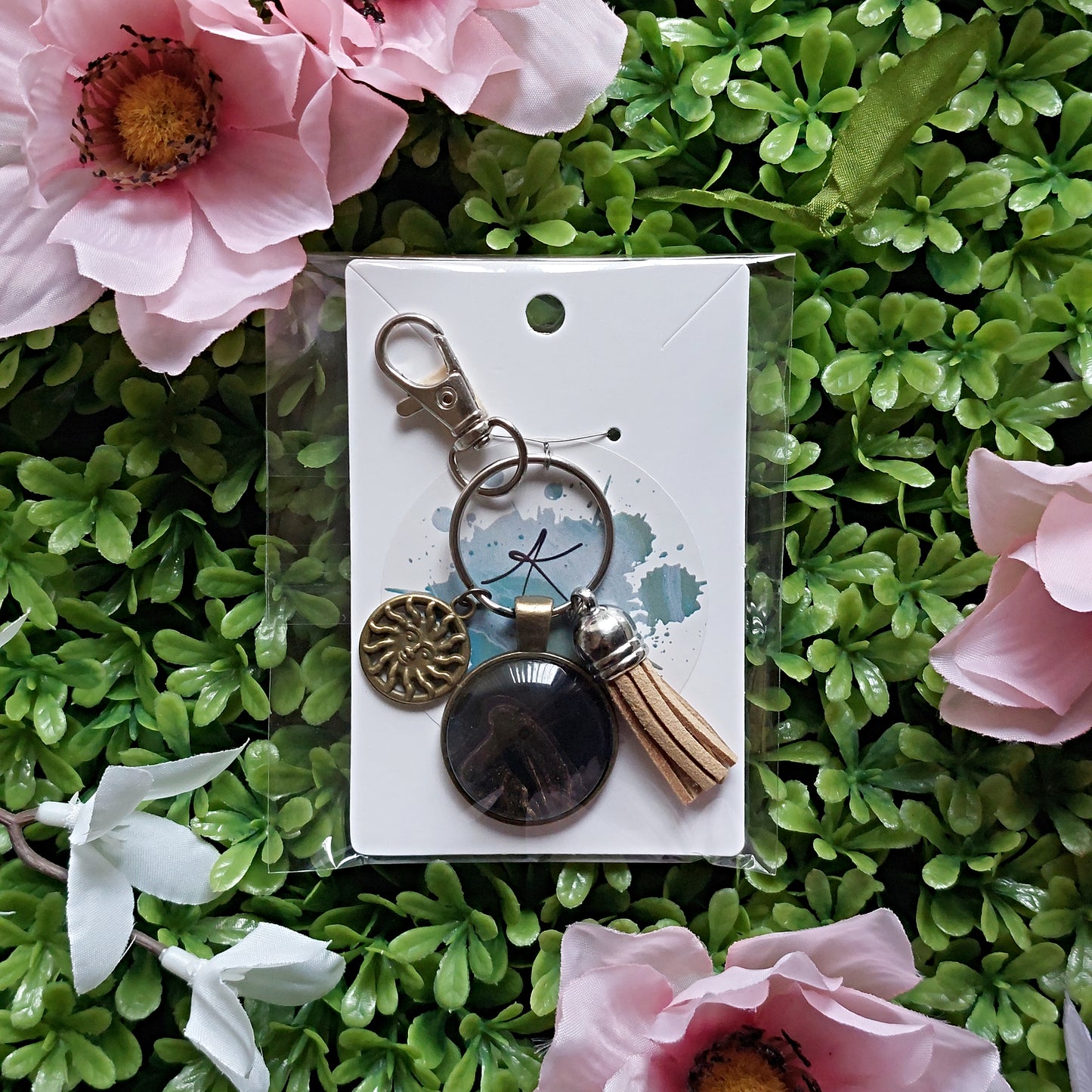 Fluid Art Keychain with Charm