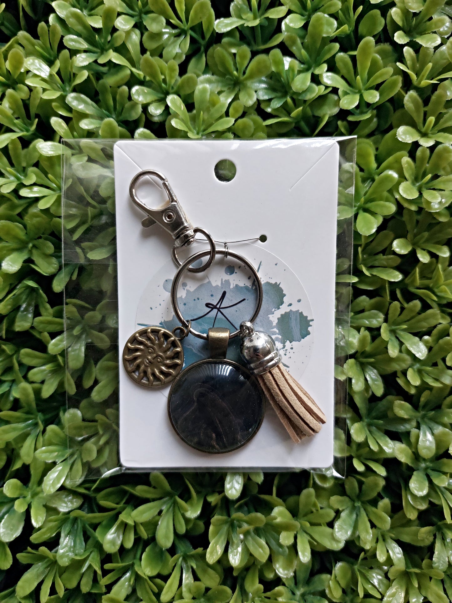 Fluid Art Keychain with Charm