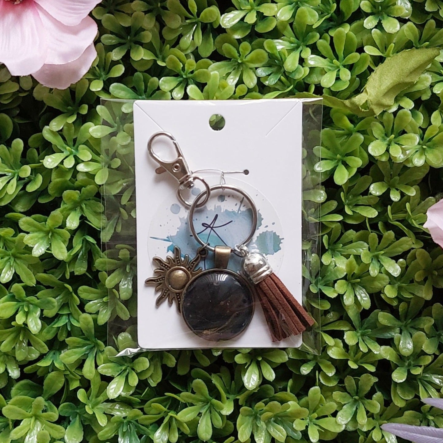 Fluid Art Keychain with Charm