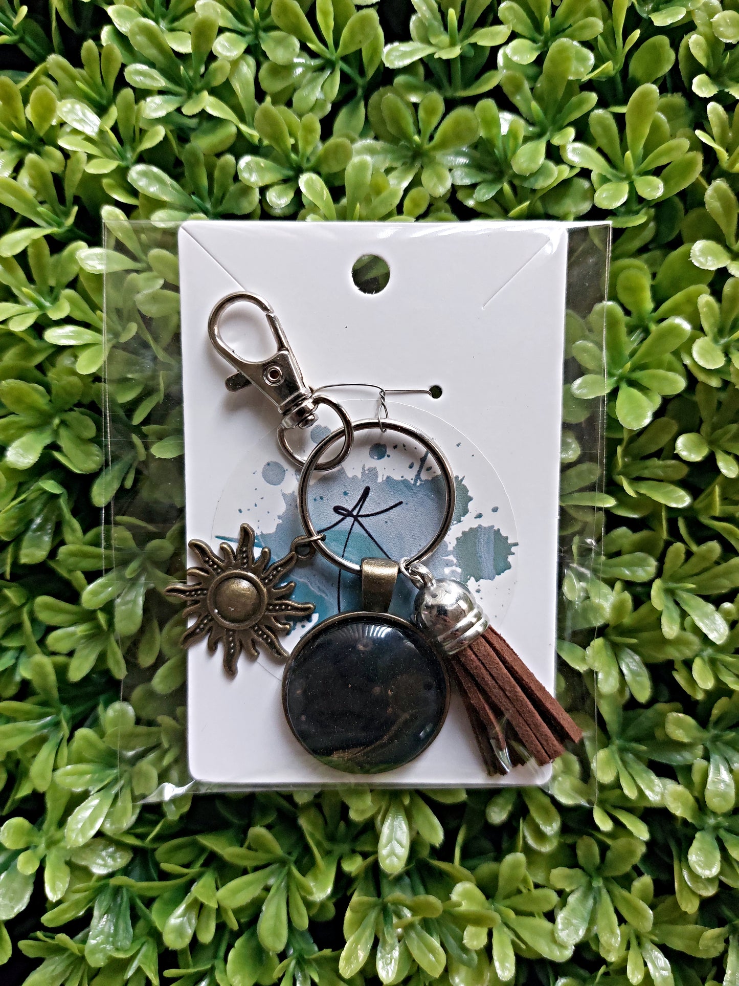 Fluid Art Keychain with Charm