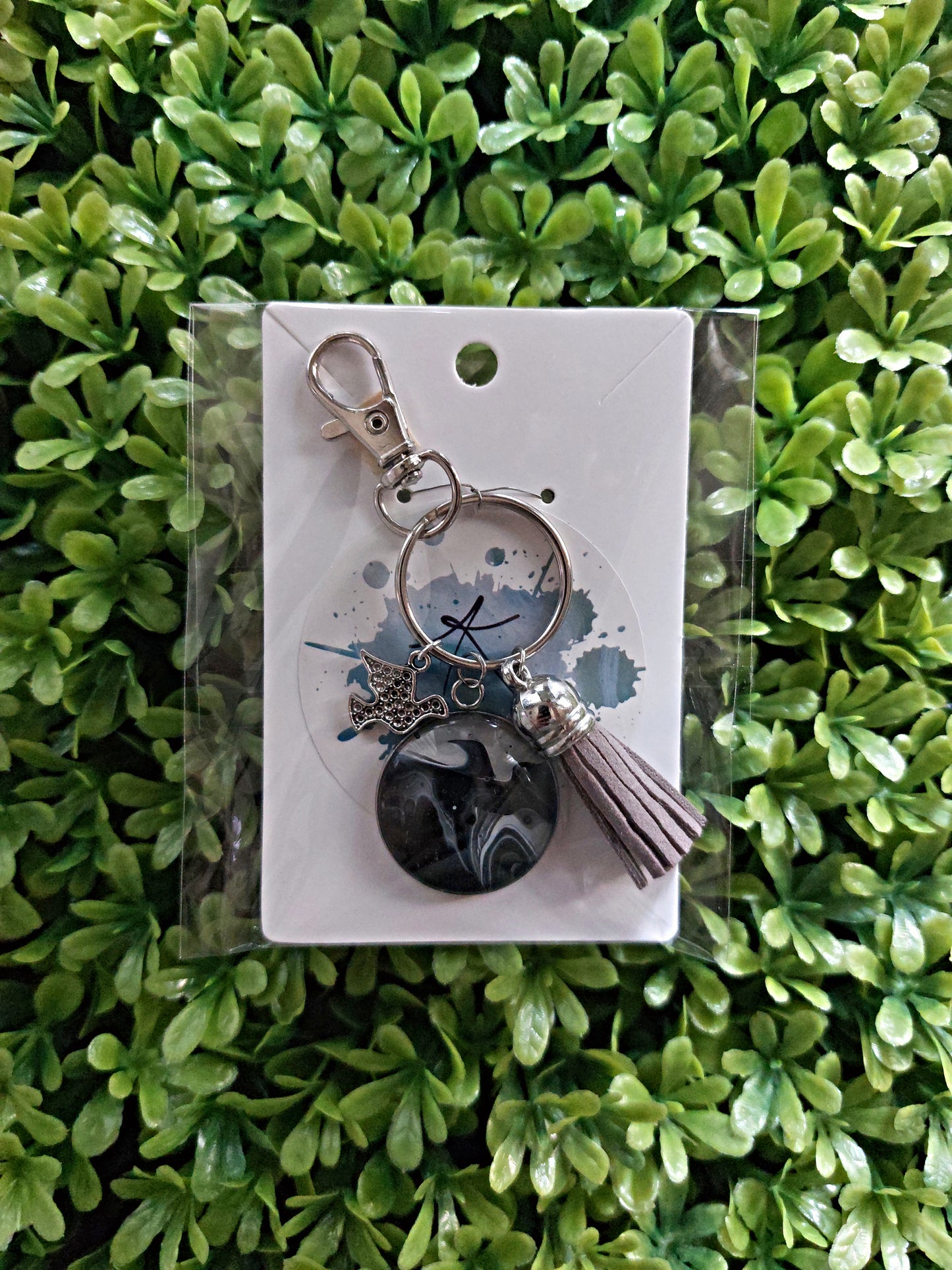 Fluid Art Keychain with Charm