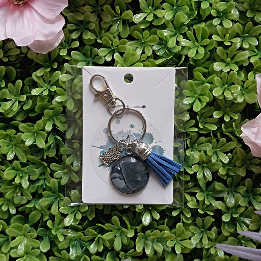 Fluid Art Keychain with Charm